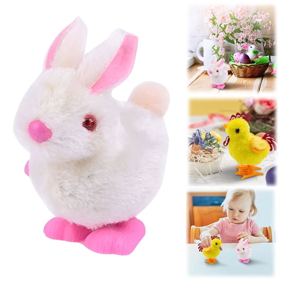 ZMKIAG Furry Walking Rooster Jumping Bunny Toy, Novelty Jumping Plush Chicks Rabbit Toys for Easter Egg Hunt, Treasure Box, Classroom Prizes Party, Favors Goodie Bags Fillers Gifts