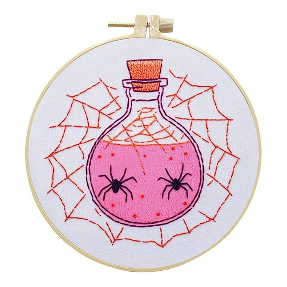 ZMKIAG Halloween Bat Ghost Embroidery Kit with Hoop, Thread and Fabric - Complete DIY Decor Set for Creating Spooky Seasonal Artwork and Home Craft Projects