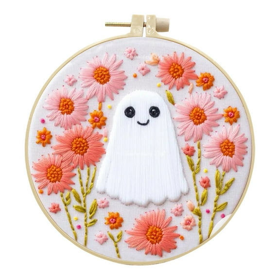 ZMKIAG Halloween Bat Ghost Embroidery Kit with Hoop, Thread and Fabric - Complete DIY Decor Set for Creating Spooky Seasonal Artwork and Home Craft Projects