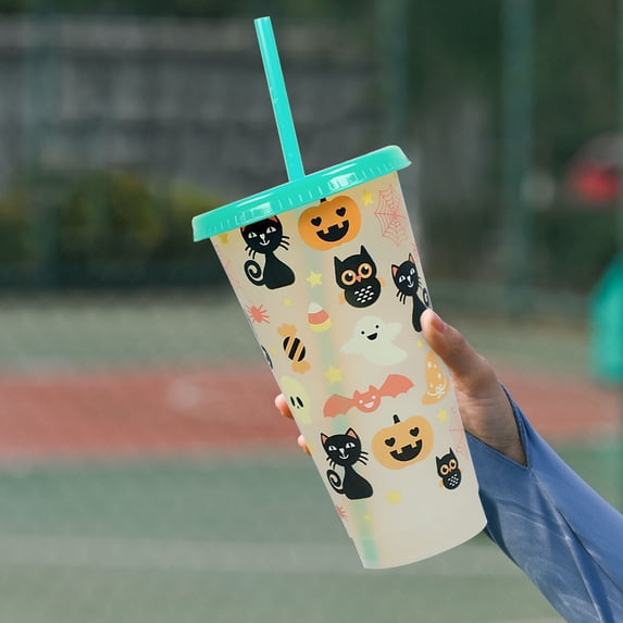 ZMKIAG Halloween Color Changing Cups, Reusable Tumbler with Lid and Straw, Party Cup for Home, Office, Bar, Cafe, Kitchen, School and Festival Decorations