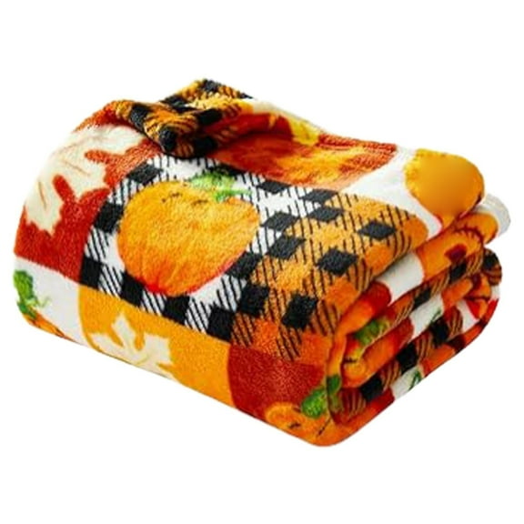 ZMKIAG Halloween Throw Blanket - Soft Plush Pumpkin Leaves Fall Pattern Cozy Blanket - Fuzzy Flannel Couch Sofa Bed Cover for 𝗞𝗶𝗱𝘀 Adults - Warm Decor for Autumn & Thanksgiving Season