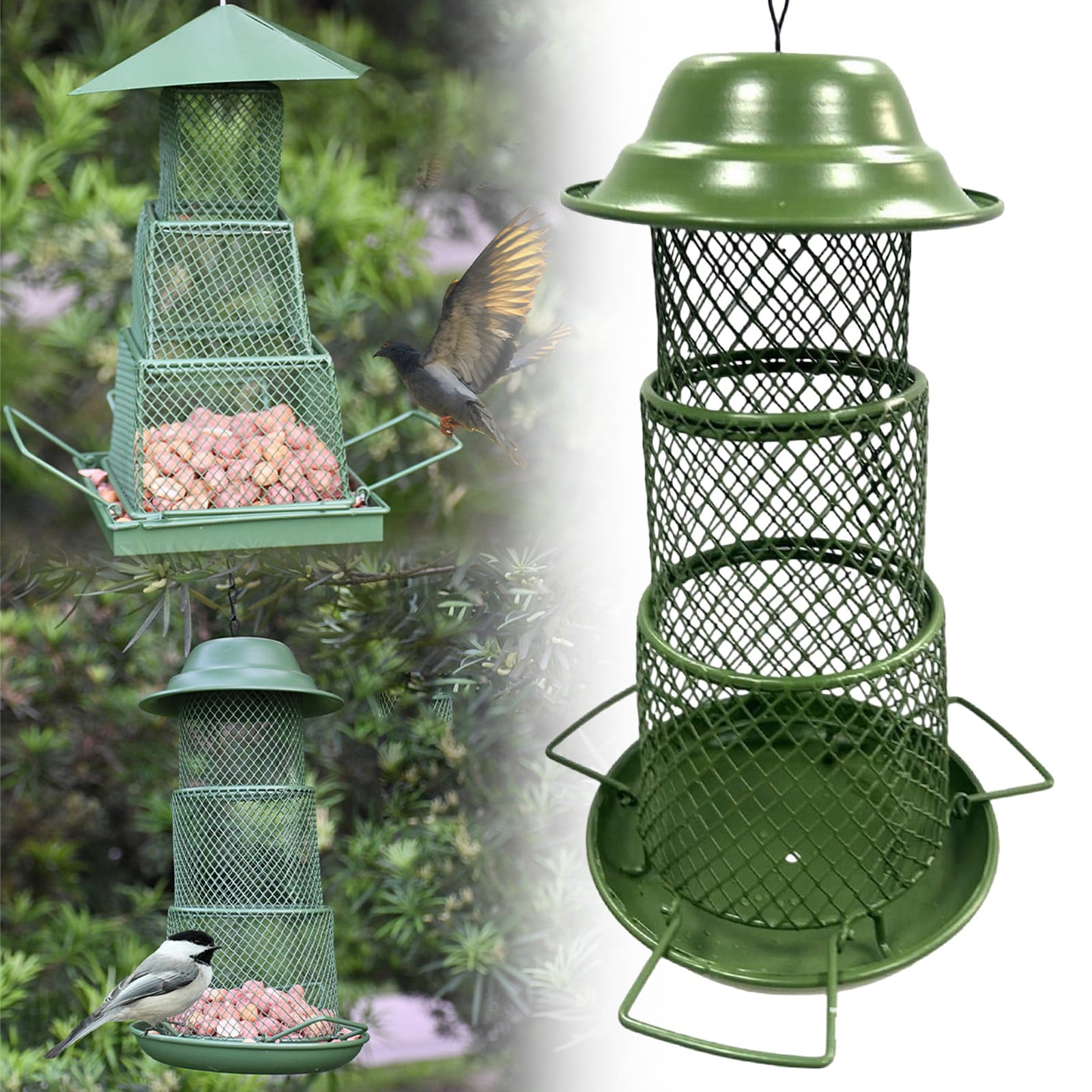 ZMKIAG Hanging Metal Mesh Bird Feeders with Detachable Lid for Outdoors