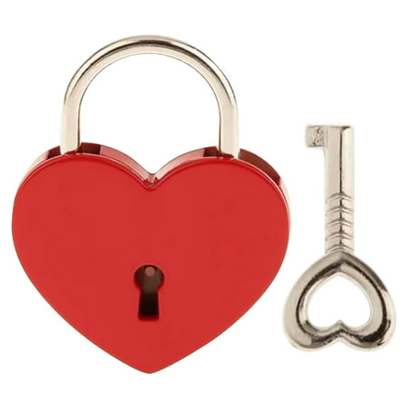 ZMKIAG Heart Shaped Metal Padlock Set for Drawers & Suitcases - Small Decorative Lock with Key - Cute Red Security Lock for Diary Box, Luggage, Locker & Gift Packaging