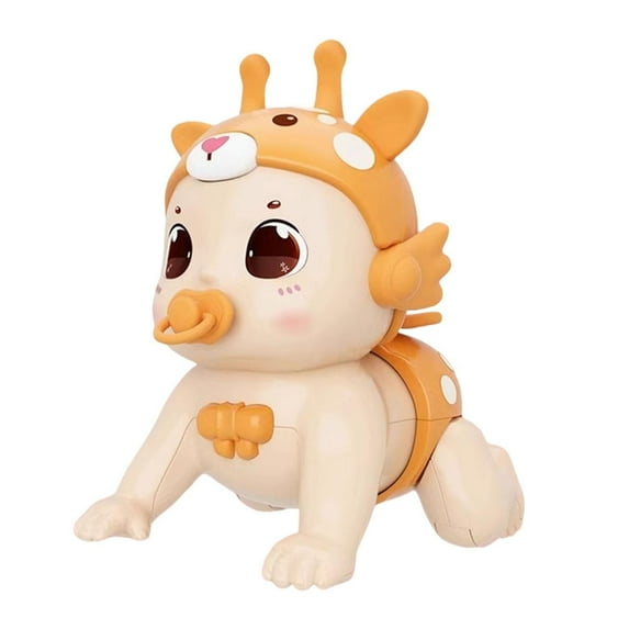 ZMKIAG Interactive Crawling Doll Toy with Music, Lights and Recording Function - Educational Learning and Playtime Companion for Children with Cute Rabbit & Giraffe Design Hat