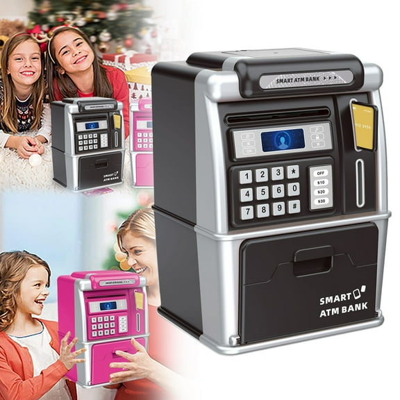 ZMKIAG Kids Atm Piggy Bank, Realistic Real Money Atm Machine with Debit Card & Cash Recognition Function, Smart Atm Bank for Child Teen to Develop Economic Saving