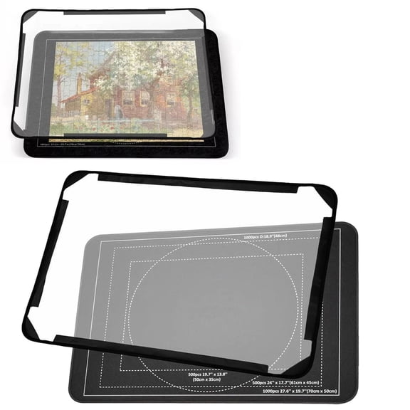ZMKIAG Lightweight Puzzle Board for 1000 Pieces with 6 Sorting Trays - Non-slip Puzzle Table with Storage Cover for Jigsaw Puzzles, Portable Work Surface for Home, Travel & Game Night