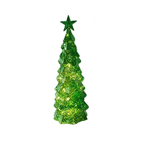 ZMKIAG Multicolor LED Lighted Glass Christmas Tree for Home Decor, Elegant Glowing Tabletop Centerpiece for Holiday Parties, Indoor Festive Decorations, and Mantle Display