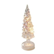 ZMKIAG Multicolor LED Lighted Glass Christmas Tree for Home Decor, Elegant Glowing Tabletop Centerpiece for Holiday Parties, Indoor Festive Decorations, and Mantle Display