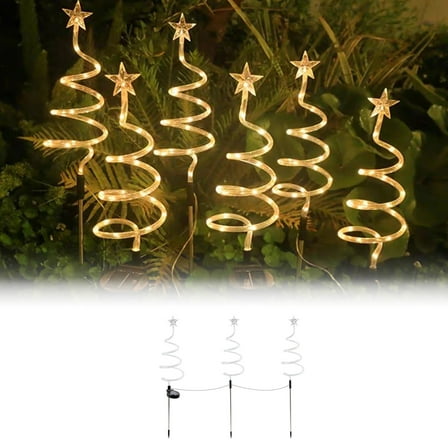 ZMKIAG Outdoor LED Spiral Christmas Tree Lights, 3-Pack Waterproof Powered String Lights for Yard & Landscape Decor, Solar Energy-Efficient Bulbs for a Bright Night View & Holiday Cheer
