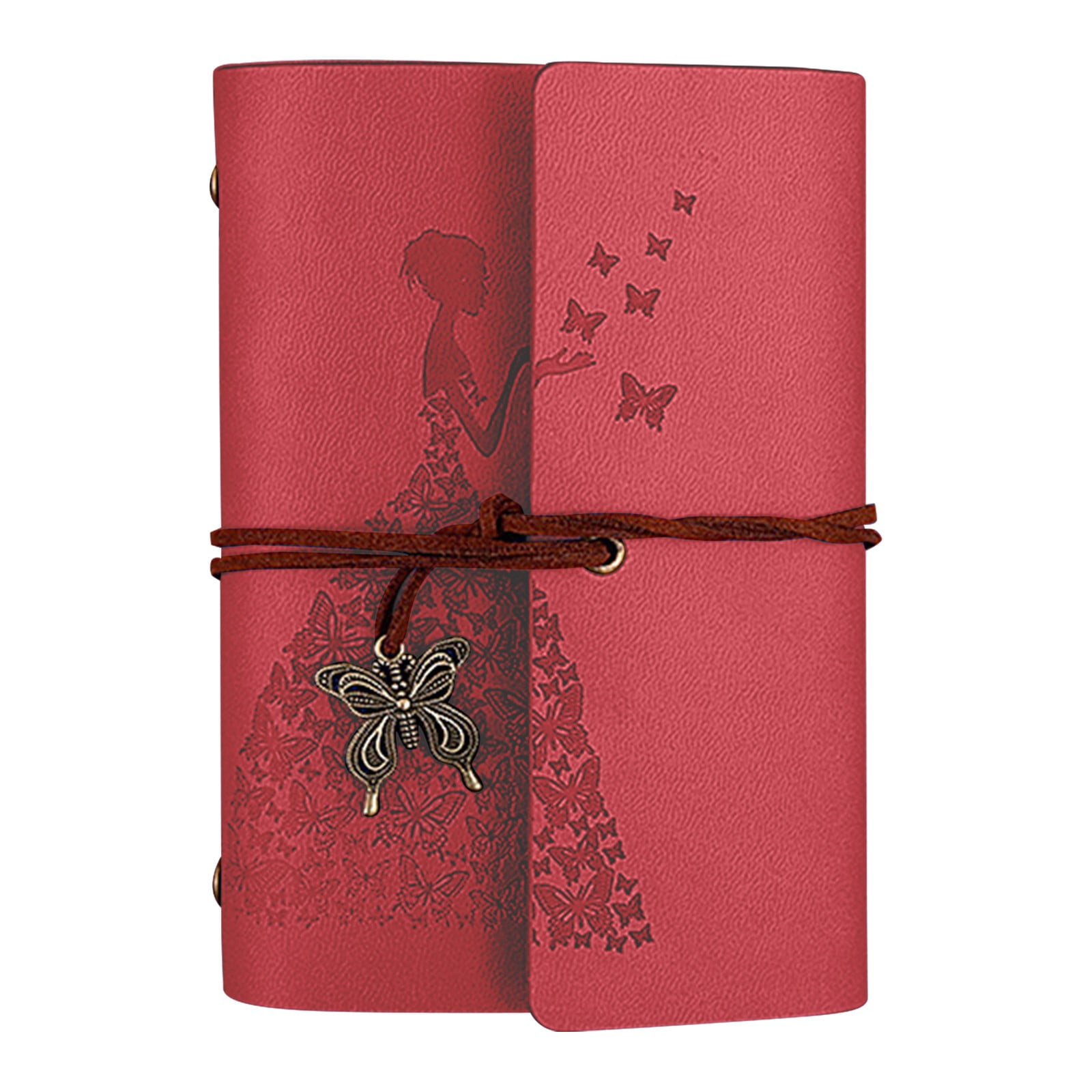 ZMKIAG Refillable Butterfly Vintage Leather Journal Notebook – Spiral Bound Diary with Unlined Blank Pages – Travel Journal, Writing Notepad – Gifts for Teens & Students