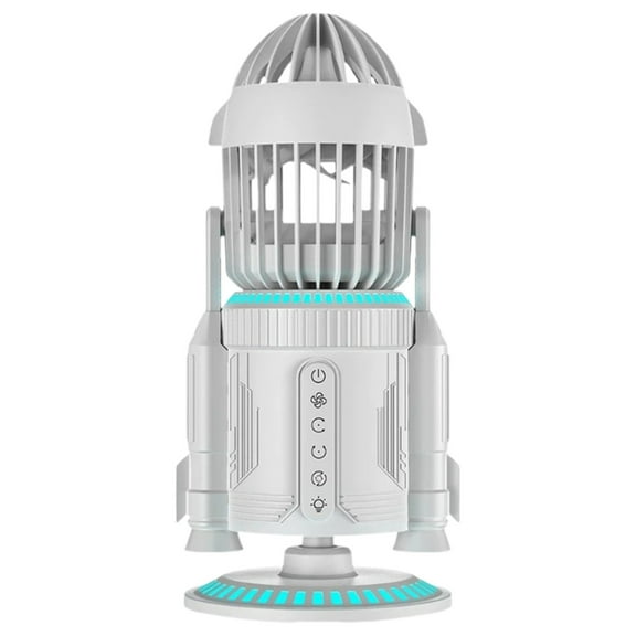 ZMKIAG Rocket Shaped Desktop Fan, Intelligent and Convenient Cooling Fan with 16 Rgb Light Effects, Double Power Engine Rechargeable Silent Fan, Perfect Cooling Mister for Outdoor Travel