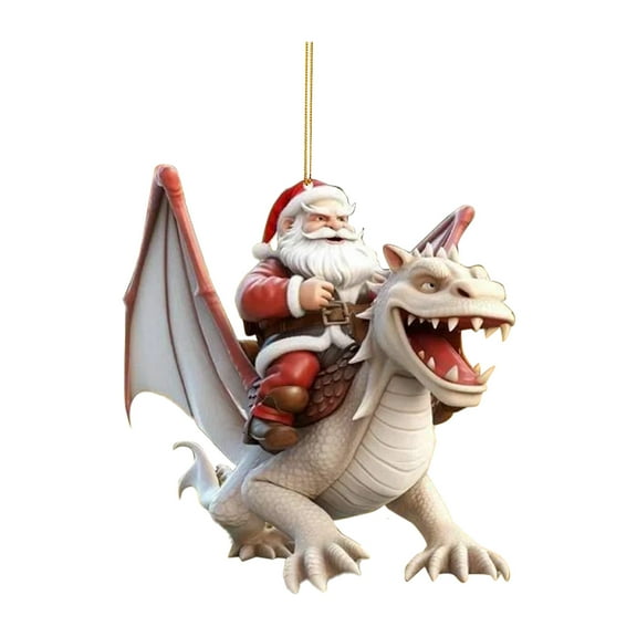 ZMKIAG Santa Rides a Dragon Acrylic Hanging Ornament - Unique Festive Atmosphere Decor for Christmas Tree, Creative Gift for Fantasy Lovers and Holiday Collectors
