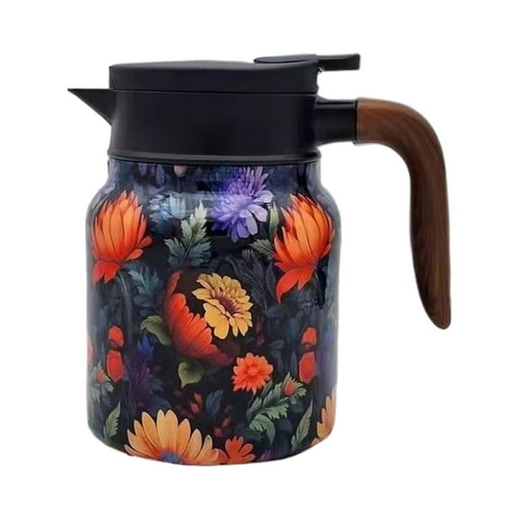 ZMKIAG Small Coffee Carafe for Keeping Hot - Vintage Floral Insulated Tea Pot with Lid - Stainless Steel Thermal Carafe for Hot/Cold Drinks - Leakproof Tea Kettle for Office Kitchen Home Use