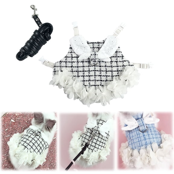ZMKIAG Small Pet Costume with Harness, Soft and Durable Pet Clothes, Beautiful Pet Clothing with Lace, Adjustable Clothes Suitable for All Kinds of Little Animal Outfits
