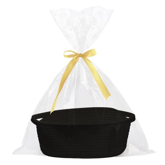 ZMKIAG Small Woven Easter Basket with Gift Bags and Ribbons, Baskets for Gifts Empty, Small Rope Basket for Storage, 11.8" X 5.1" Baby Toy Basket with Handles
