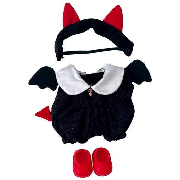 ZMKIAG Spooky Halloween Devil Costume for 6-6.7" Dolls - Miniature Clothes Set with Devil Horns, Tail and Bat Wings - Perfect for Halloween Devil-Themed Style Dolls & Holiday Decorations
