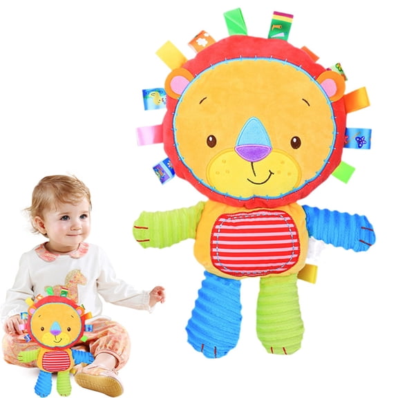 ZMKIAG Taggie Sensory Activity Blanket & 𝗕𝗮𝗯𝘆 Lovey Toy, Soft Security Toy with Multiple Textured Tags for Calming, Playtime & Developmental Stimulation for Infants and Toddlers