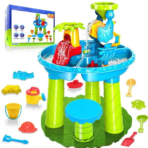 ZMKIAG Toddler Water Table Toys, Summer Beach & Poolside Sensory Toys, Backyard Water Activity Table, Summer Outdoor Toys, Outdoor Splash and Play Activity Set for Boys Girls