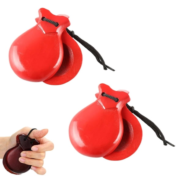 ZMKIAG Traditional Spanish Castanets Flamenco with String, Portable Solid Wood Castanets for Percussion Spanish Musical Instrument, For Beginners and Spain Souvenir Gift