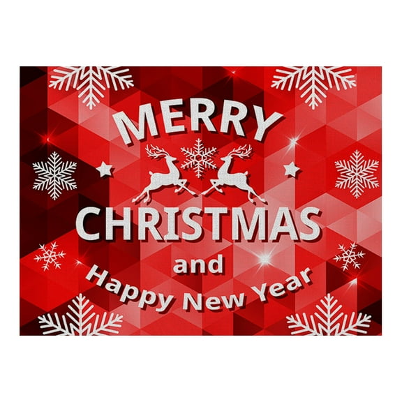 ZMKIAG Waterproof Red Christmas Placemats Set 32x21cm - Seasonal Winter Xmas Snowflakes Design Holiday Washable Table Mats for Dining Table Festive Setting