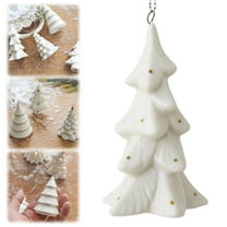ZMKIAG White Ceramic Christmas Tree Figurine - Minimalist Modern Xmas Tabletop Decor with Golden Polka Dot Decoration for Indoor Holiday Home Decoration, A Timeless Christmas Collectible