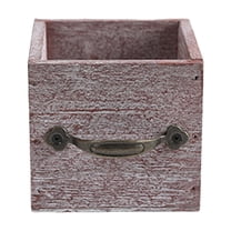 ZMKIAG Wooden Flower Pot, Sturdy Square Rustic Planter with Metal Side Handle, Elegent Country Style Wood Planter Box, Decorative Floral Centerpieces for Window Kitchen Table