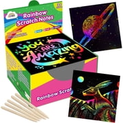 ZMLM Rainbow Scratch Paper Art Crafts Mini Notes Kids Gifts 4 5 6 7 8 9 10 Years Old Girls Boys Students Teens Classroom Prizes Supplies School Birthday Party Travel Toy