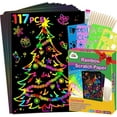 thumbnail image 1 of ZMLM Rainbow Scratch Paper Kit: 117Pcs Magic Art Craft Stuff Supplies Black Drawing Pad for Age 3-12 Kids Children Girl Boy DIY Toy Activity Educational|Party Faver|Christmas Birthday Gifts, 1 of 6