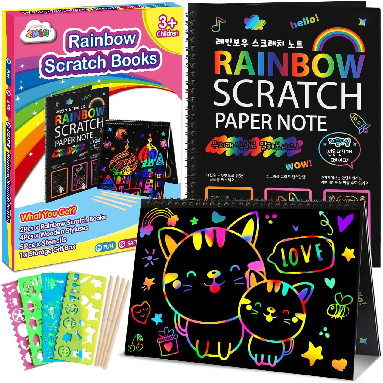 ZMLM Scratch Paper Art-Crafts Gift: 2 Pack Bulk Rainbow Magic Paper  Supplies Toys for 9 10 Years Old Girls Kids Favors Gifts for Birthday  Halloween Christmas Party Games Projects Kits 2 Pack