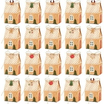 ZMLM Small Christmas Treat Boxes 20Pcs Christmas Gingerbread Boxes with 24 Ornaments Tags, Mini Gift Boxes Candy Cookie Kraft Wrapping Paper Gift Wrap Bags Party Favors