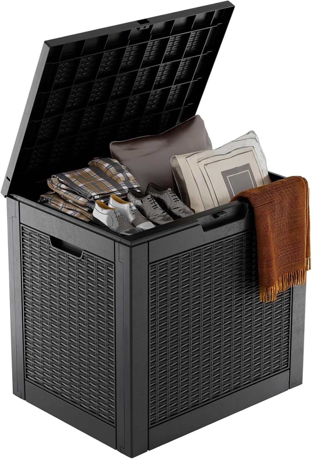 ZMMOO 31 Gallon Resin Deck Box Outdoor Storage Box with Lockable Lid ...