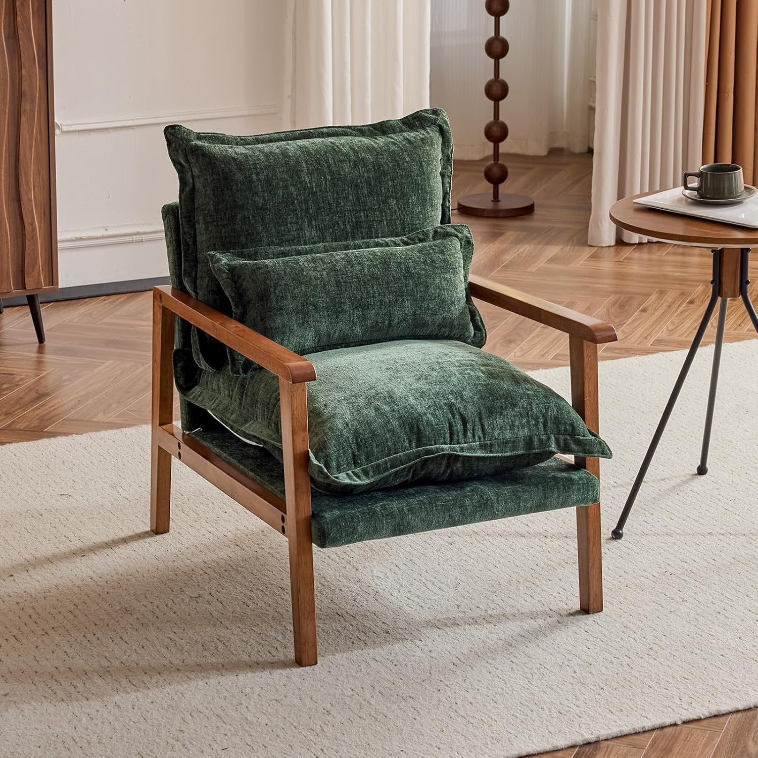 COOLMORE Modern Lounge Armchair with Pillow - Black PU main image 0