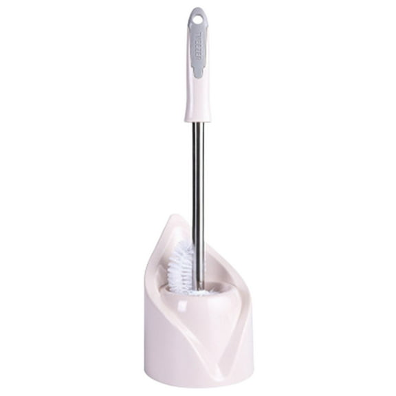 ZMMYMZA 1 Pack Toilet Brush and Holder Set, Toilet Bowl Brush with Corner Storage Caddy 18.5 x 5.5 x 5.5" for Bathroom, Toilet Scrubber Brush (Beige)