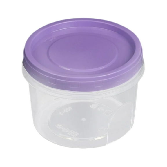 ZMMYMZA 1 Pcs Small Freezer Containers with Lids, Plastic Food Storage Containers with Screw Lids, Reusable Stackable Plastic Food Storage Container for Food Round Wide Mouth Lunch Snacks (Purple)