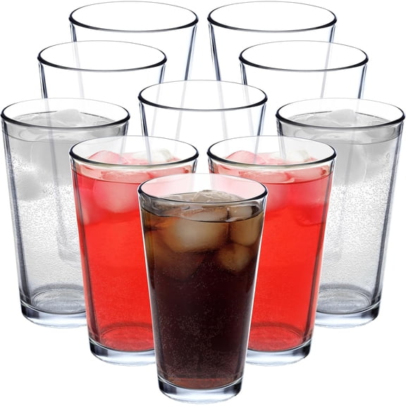 ZMSHOP 16 oz Pint Glasses, Set of 10 - Heavy Duty, Stackable Glassware for Beer, Cocktails & Restaurants