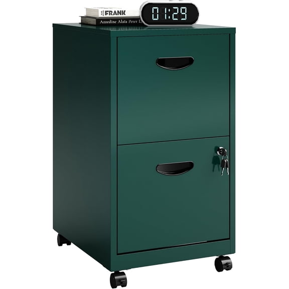 ZMSHOP 2 Drawer File Cabinet with Lock, Small Rolling Filing Cabinet for Home Office, Metal Mobile File Cabinets on Wheels, Under Desk Office Cabinets for Letter Size Folders - Assembly Required