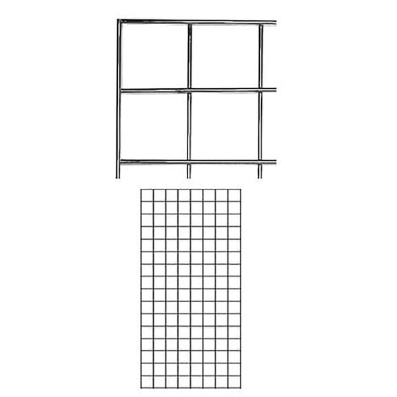 ZMSHOP 2' X 4' Chrome Wire Grid Wall Panels - Durable Grid Wall Display for Retail and Home Use - Versatile Gridwall Panel for Organized Storage and Display Solutions