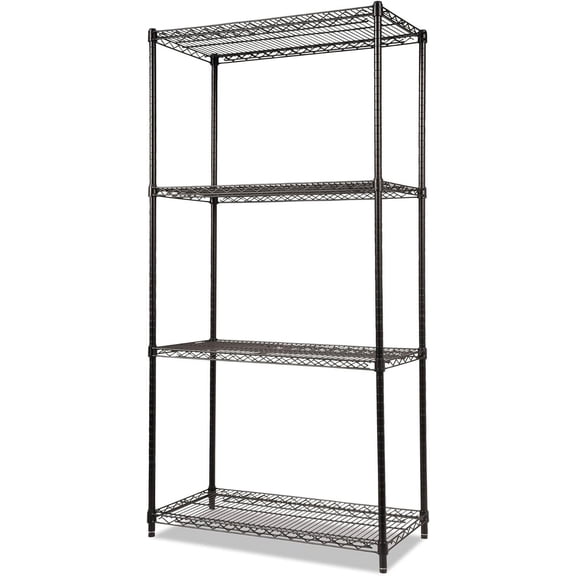 ZMSHOP 36"x18"x72" 4-Shelf Industrial Wire Shelving Kit, Black - Heavy Duty Storage Rack