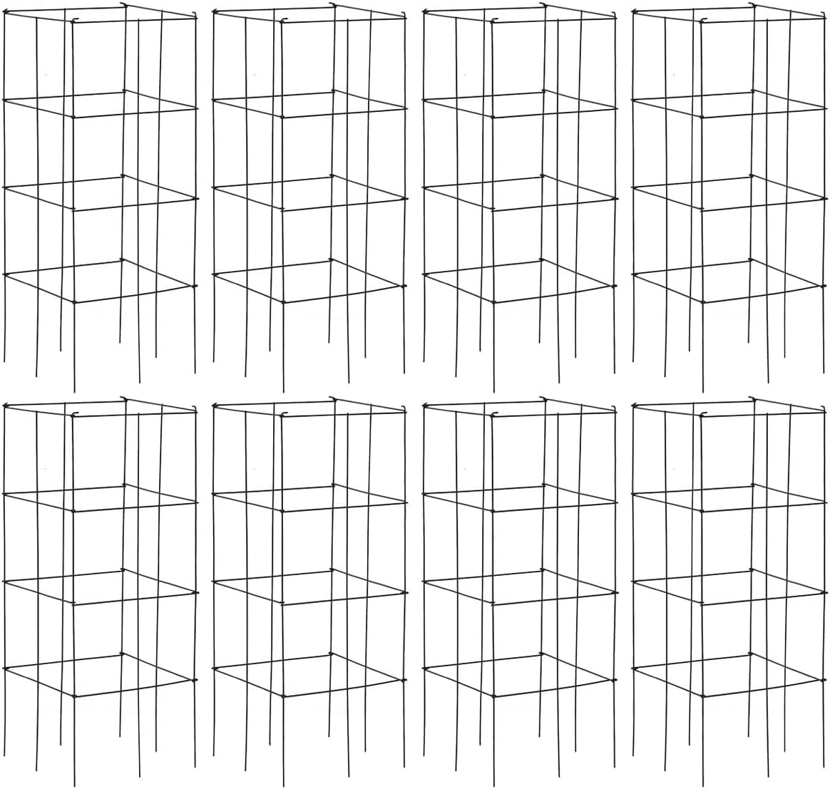 ZMSHOP 4 Pack Folding Tomato Cages, 39 Inches Tall Square Plant Support Cage for Garden Climbing Plants Flowers Fruits, Heavy Duty Tomato Vegetable Trellis
