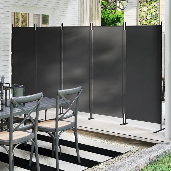 ZMSHOP 5-Panel Room Divider, 145"W x 73"H, Black Privacy Screen for Office/Home, Portable Folding Partition, Iron Frame
