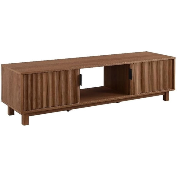 ZMSHOP 58" Fluted TV Stand for 65 Inch TVs, Modern Low Profile Media Console, Mocha
