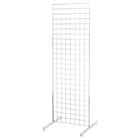 ZMSHOP Chrome Standing Gridwall Panel - 2 ft x 6 ft, Includes Panel and 2 Legs - Wire Grid Art Display, Ideal for Retail, Boutique, Thrift, Vendor and Craft Shows, Sturdy