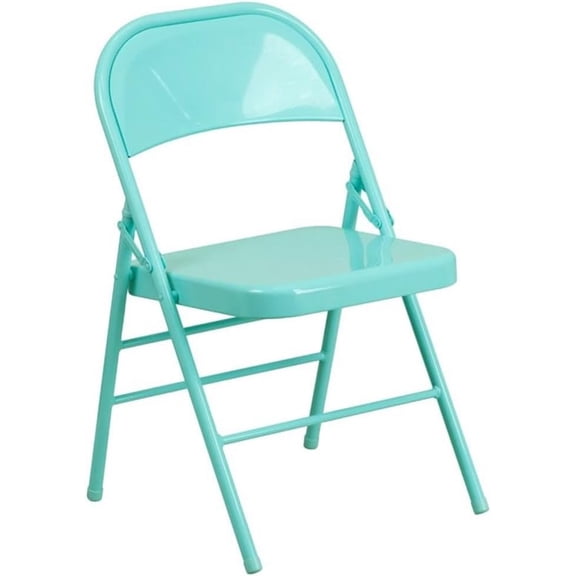 ZMSHOP HERCULES COLORBURST Series Tantalizing Teal Triple Braced & Double Hinged Metal Folding Chair