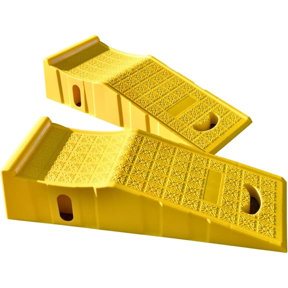 ZMSHOP Heavy Duty Tire Changing Ramps, 2Pack Yellow Trailer Ramps with Non-Slip Surface & Reflective Strips, 8000 lbs Capacity Ramp, 34.8"x13"x8"