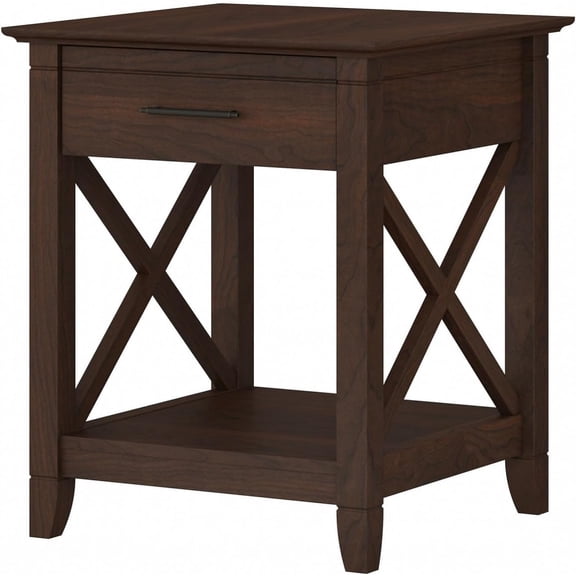 ZMSHOP Key West End Table w/Drawer, Nightstand for Living Room & Bedroom, Storage Side Table, Bing Cherry
