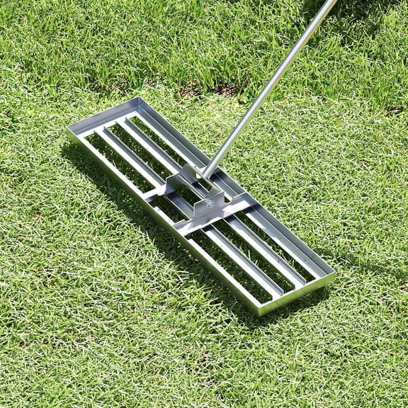 ZMSHOP Lawn Leveling Rake, Heavy Duty Leveler Tool with 180 Rotatable Head & 67 Long Handle, Garden Rake for Yard Garden Golf Course, Soil Sand, Dirt Surfaces (Silver, 36 x 10)