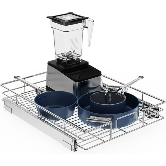 ZMSHOP Pull Out Cabinet Organizer 17"W x 21"D for Kitchen Pantry, Slide Out Storage Shelf, Smooth Gliding, Easy Install
