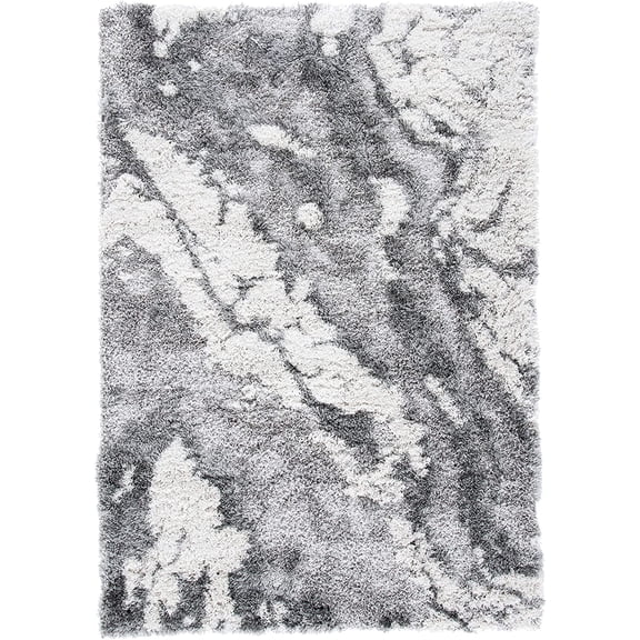 ZMSHOP Shag Accent Rug 2'x5', Grey/Ivory - Non-Shedding, Easy Care, 2" Thick for High Traffic Areas: Entryway, Living Room, Bedroom