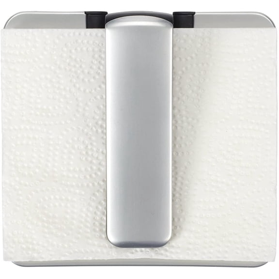 ZMSHOP Weighted Napkin Holder for Table, Stainless Steel, Non-Slip Rubber Grip, One-Hand Refill, Compact Storage, Black/Silver