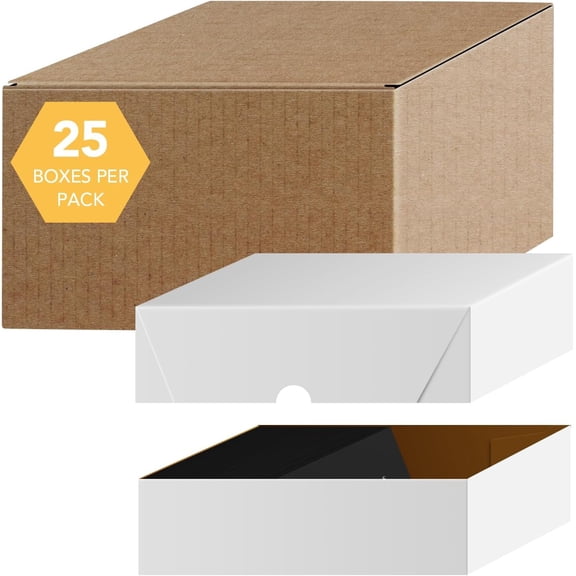 ZMSHOP White Business Card Folding Box, 7x3.5x2", 25-Pack, Thick 30pt Cardboard Storage, Archival Safe, Multi-Purpose, Recyclable